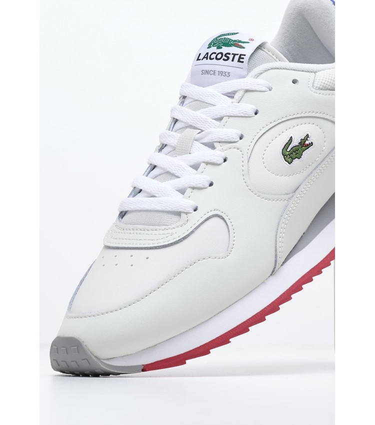 Men Casual Shoes Linetrack White Leather Lacoste