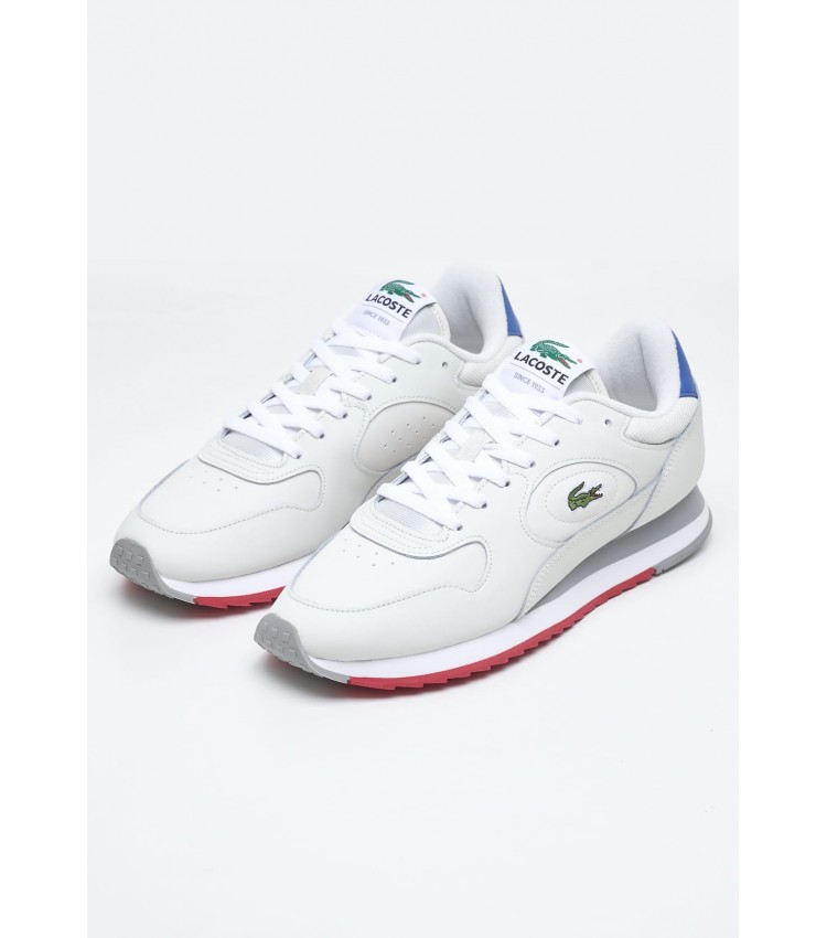 Men Casual Shoes Linetrack White Leather Lacoste