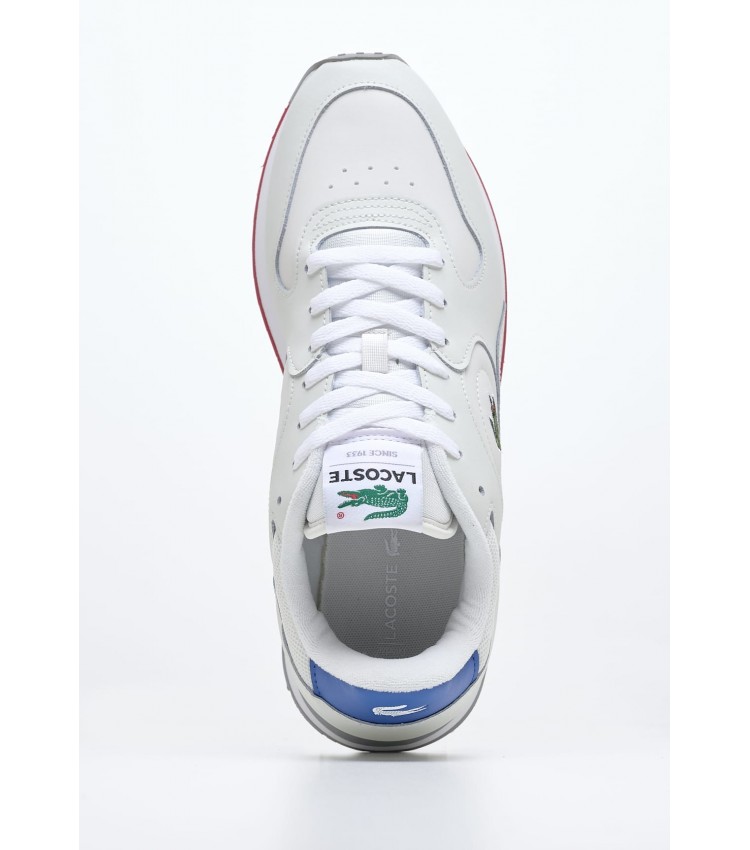 Ανδρικά Παπούτσια Casual Linetrack Άσπρο Δέρμα Lacoste