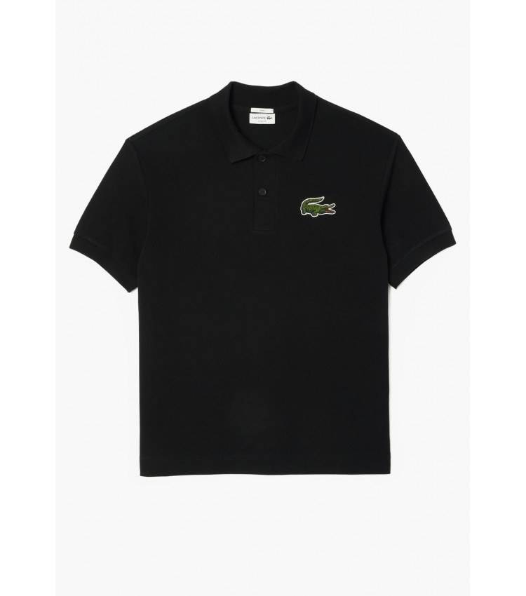 Men T-Shirts PH3922 Black Cotton Lacoste