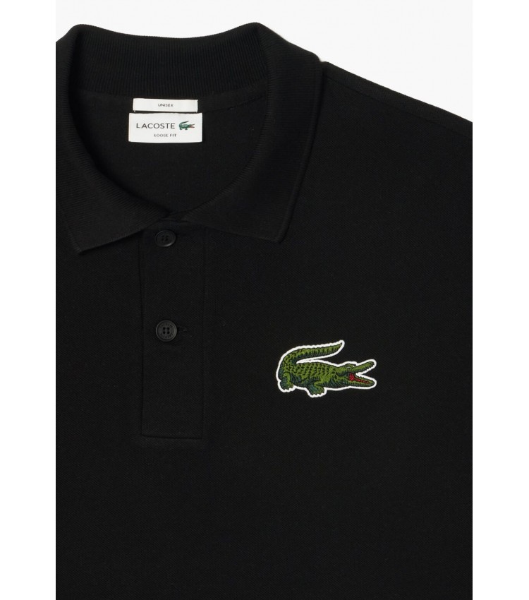 Men T-Shirts PH3922 Black Cotton Lacoste