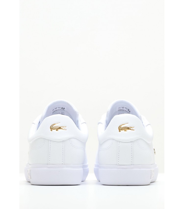 Women Casual Shoes Power.Court White Leather Lacoste