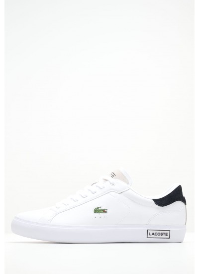 Men Casual Shoes Powercourt.124 White Leather Lacoste