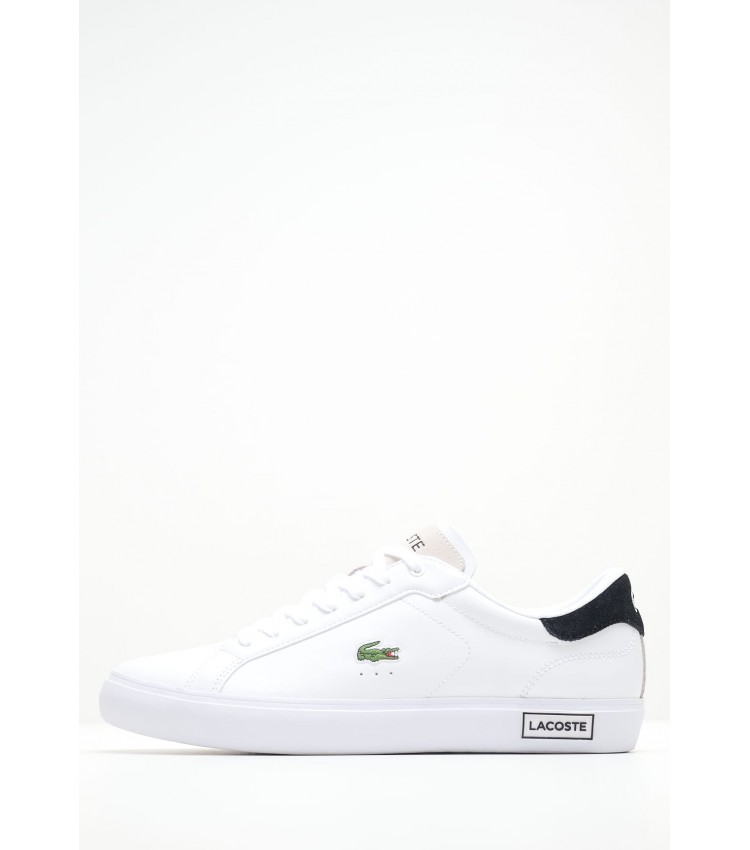 Men Casual Shoes Powercourt.124 White Leather Lacoste