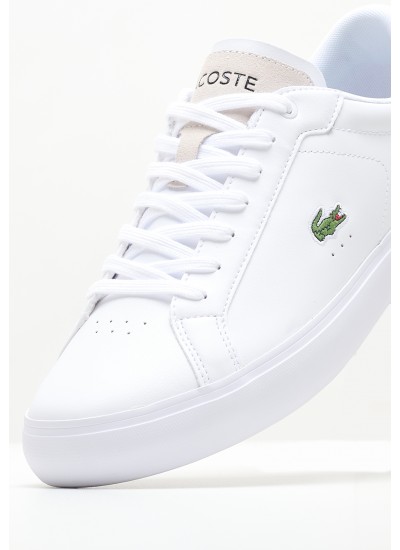 Men Casual Shoes Powercourt.124 White Leather Lacoste