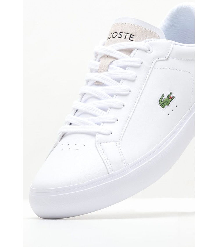 Men Casual Shoes Powercourt.124 White Leather Lacoste