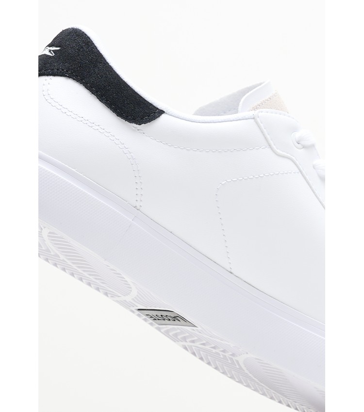Ανδρικά Παπούτσια Casual Powercourt.124 Άσπρο Δέρμα Lacoste