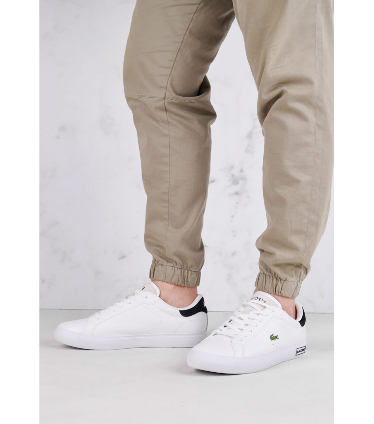 Men Casual Shoes Powercourt.124 White Leather Lacoste