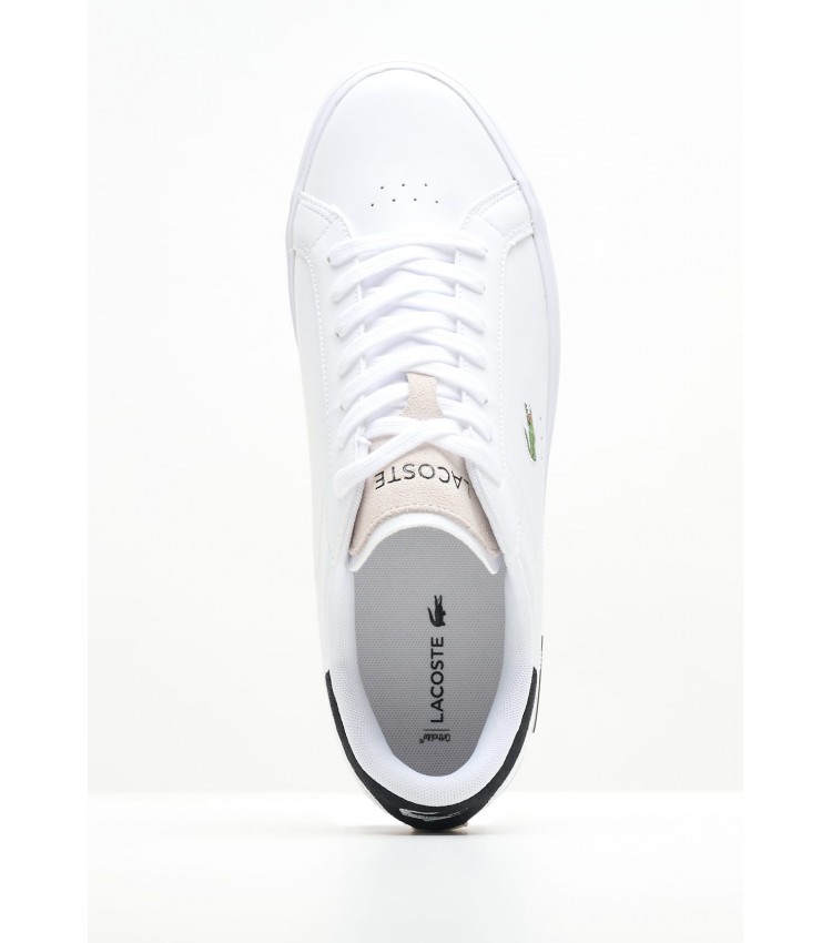 Men Casual Shoes Powercourt.124 White Leather Lacoste