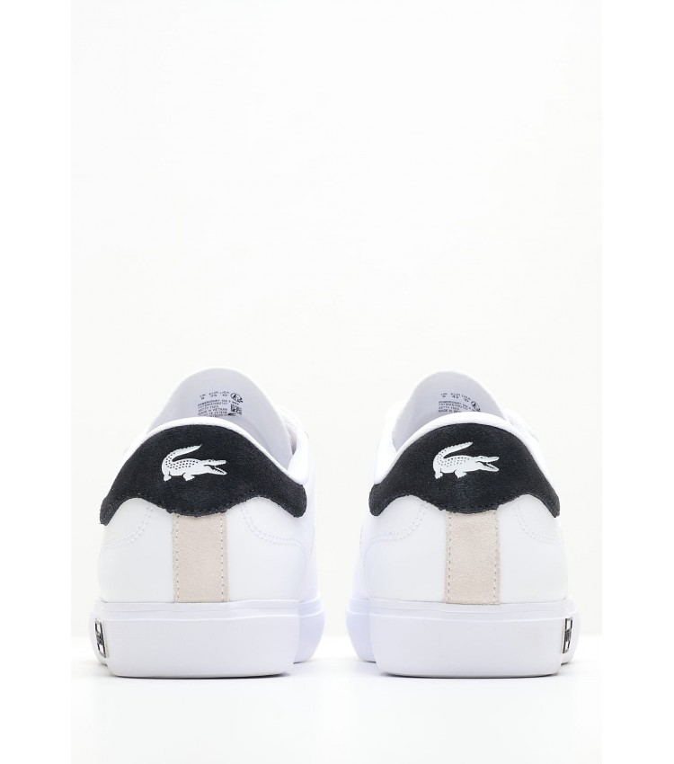 Men Casual Shoes Powercourt.124 White Leather Lacoste