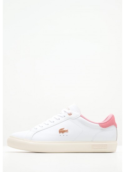 Women Casual Shoes Powercourt.24 White Leather Lacoste
