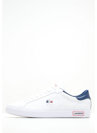 Men Casual Shoes Powercourt.Tri22 White Leather Lacoste