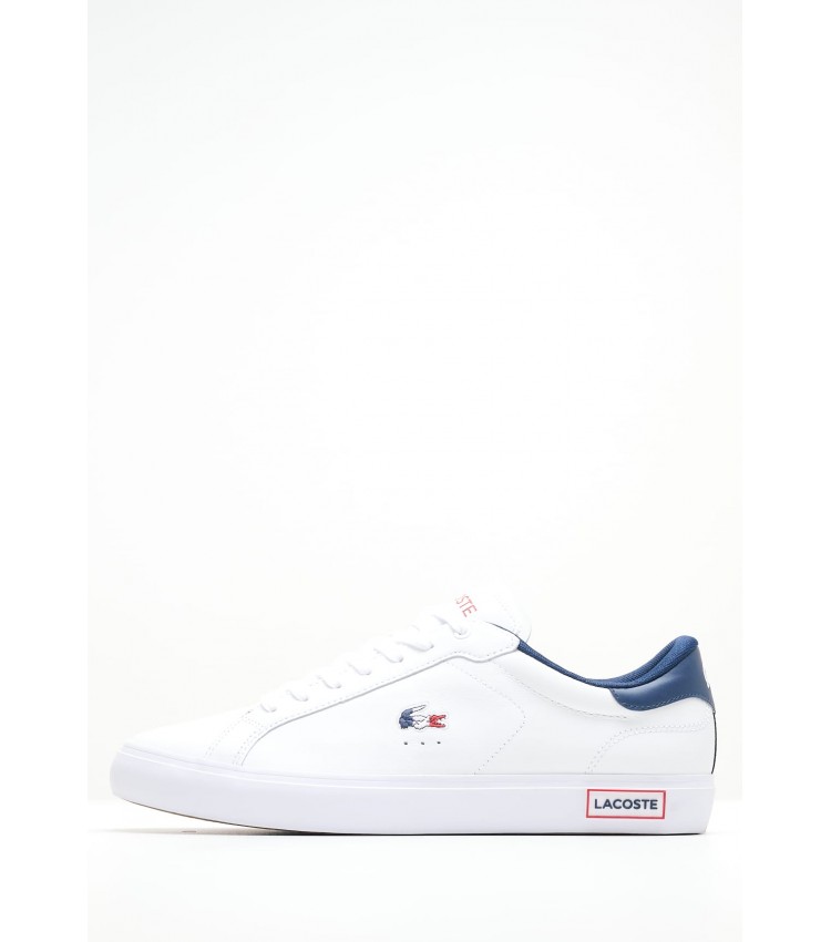 Men Casual Shoes Powercourt.Tri22 White Leather Lacoste