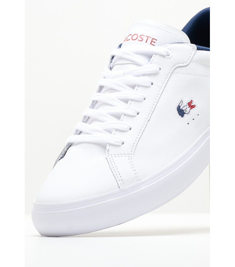 Men Casual Shoes Powercourt.Tri22 White Leather Lacoste