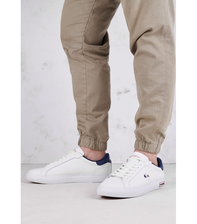 Men Casual Shoes Powercourt.Tri22 White Leather Lacoste