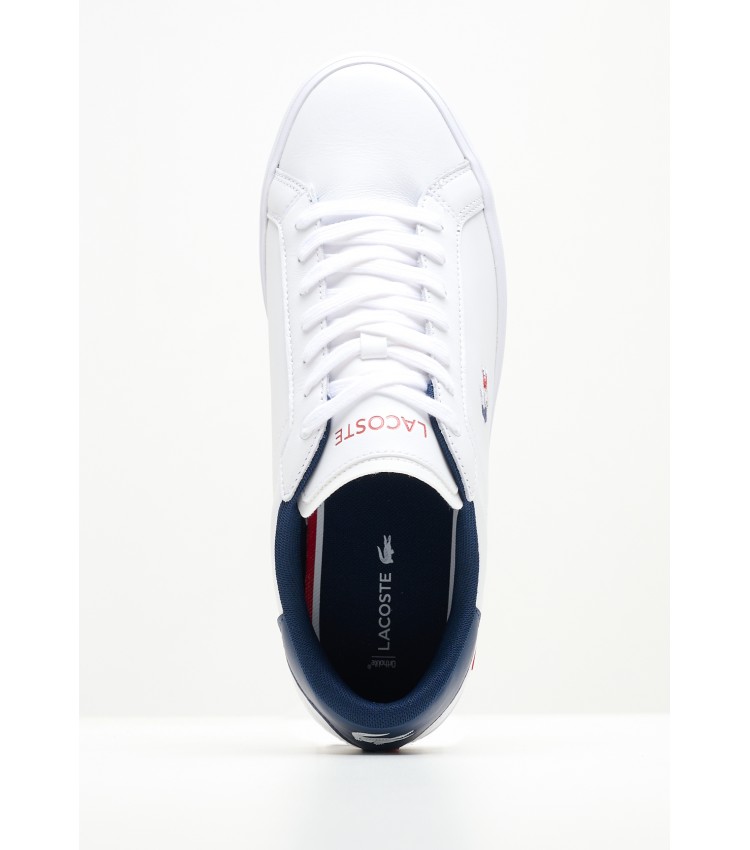 Men Casual Shoes Powercourt.Tri22 White Leather Lacoste