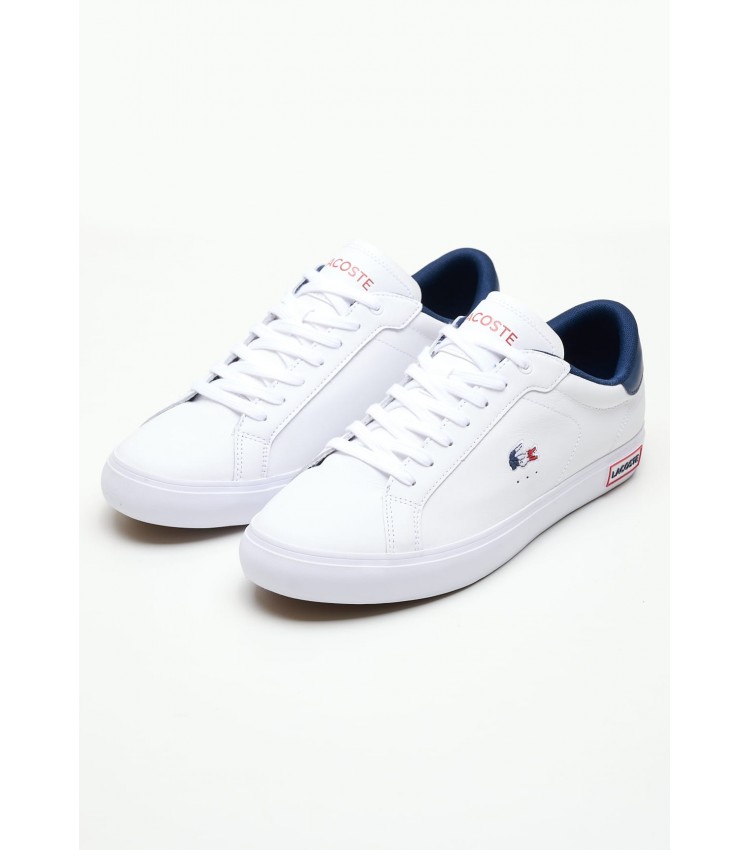 Men Casual Shoes Powercourt.Tri22 White Leather Lacoste