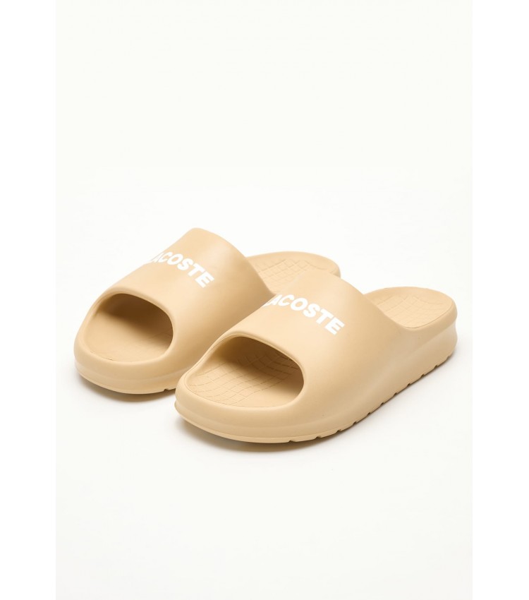 Women Flip Flops & Sandals Serve.Slide Beige Rubber Lacoste