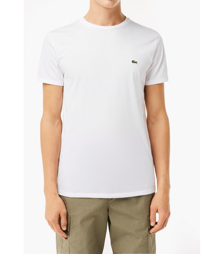 Men T-Shirts TH6709 White Cotton Lacoste