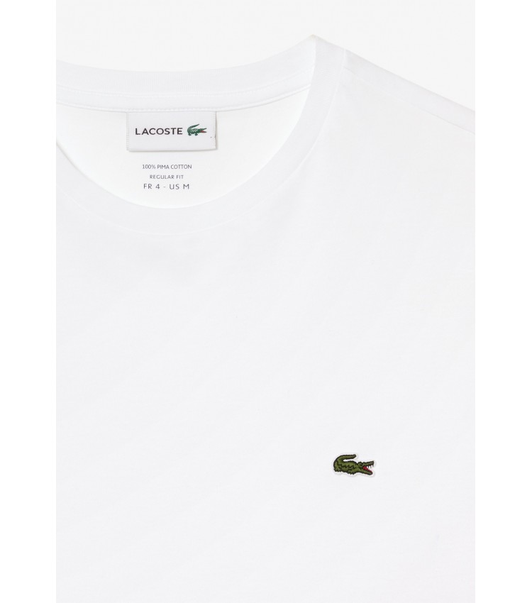 Men T-Shirts TH6709 White Cotton Lacoste