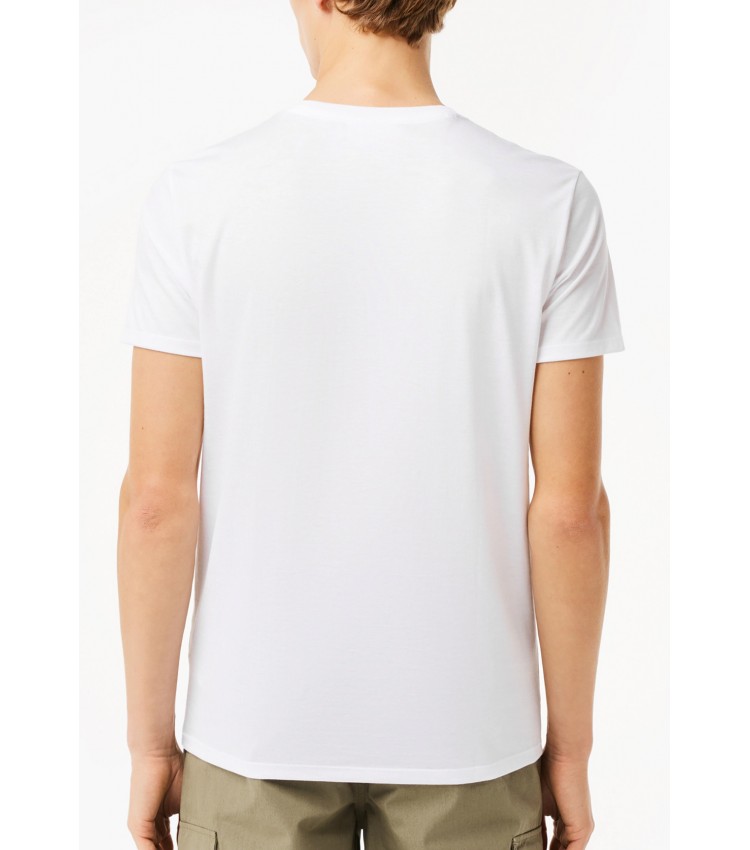 Ανδρικές Μπλούζες TH6709 Άσπρο Βαμβάκι Lacoste