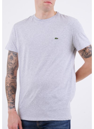 Men T-Shirts TH6709 Grey Cotton Lacoste