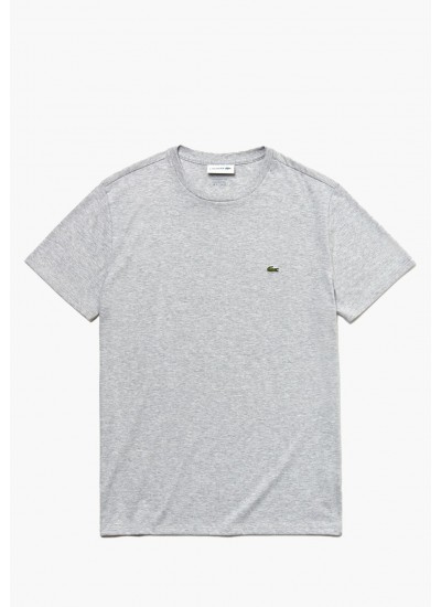 Men T-Shirts TH6709 Grey Cotton Lacoste