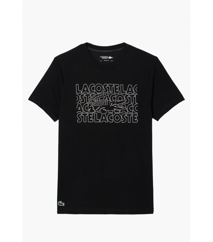 Men T-Shirts TH7505 Black Cotton Lacoste