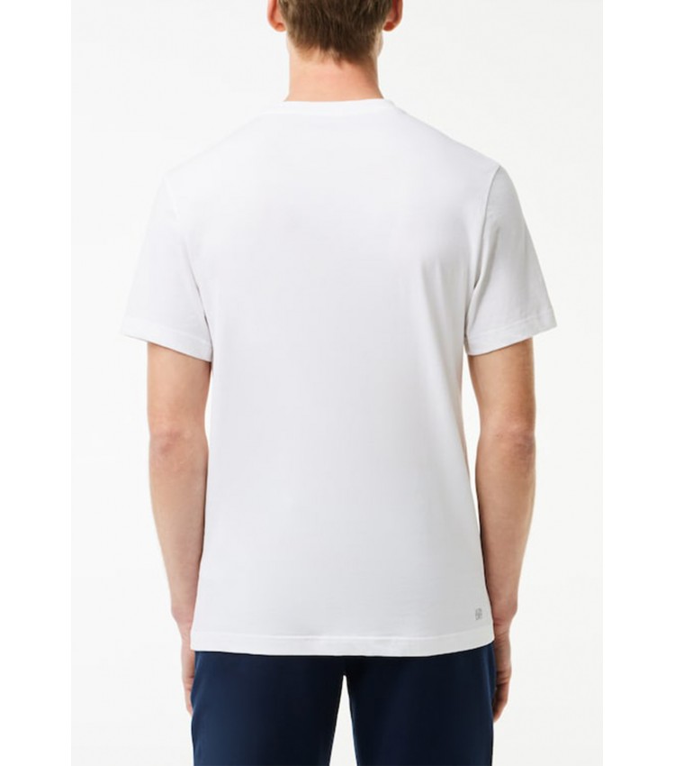 Ανδρικές Μπλούζες TH7505 Άσπρο Βαμβάκι Lacoste