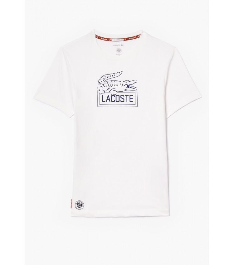 Ανδρικές Μπλούζες TH9068 Άσπρο Βαμβάκι Lacoste