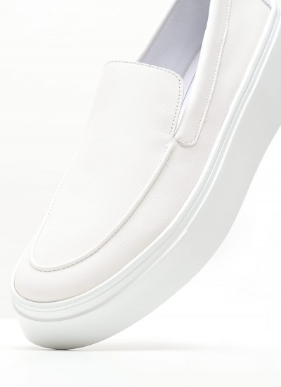 Women Flats 8519 White Leather Frau