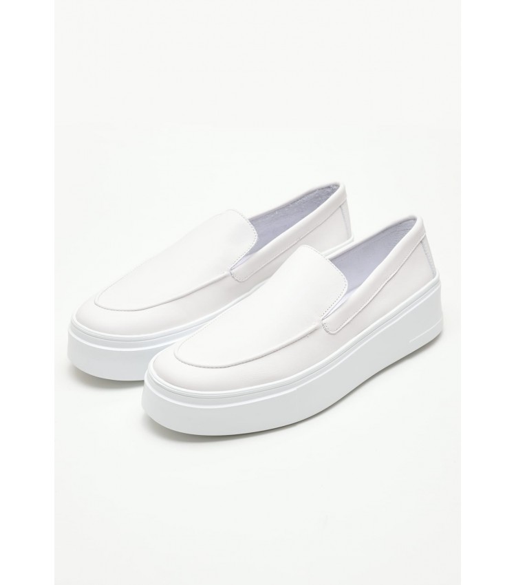 Women Moccasins 36M1 White Leather Frau