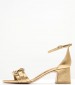 Women Sandals 93V1 Gold Leather Frau