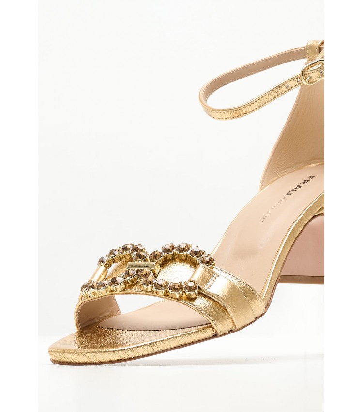 Women Sandals 93V1 Gold Leather Frau