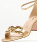 Women Sandals 93V1 Gold Leather Frau