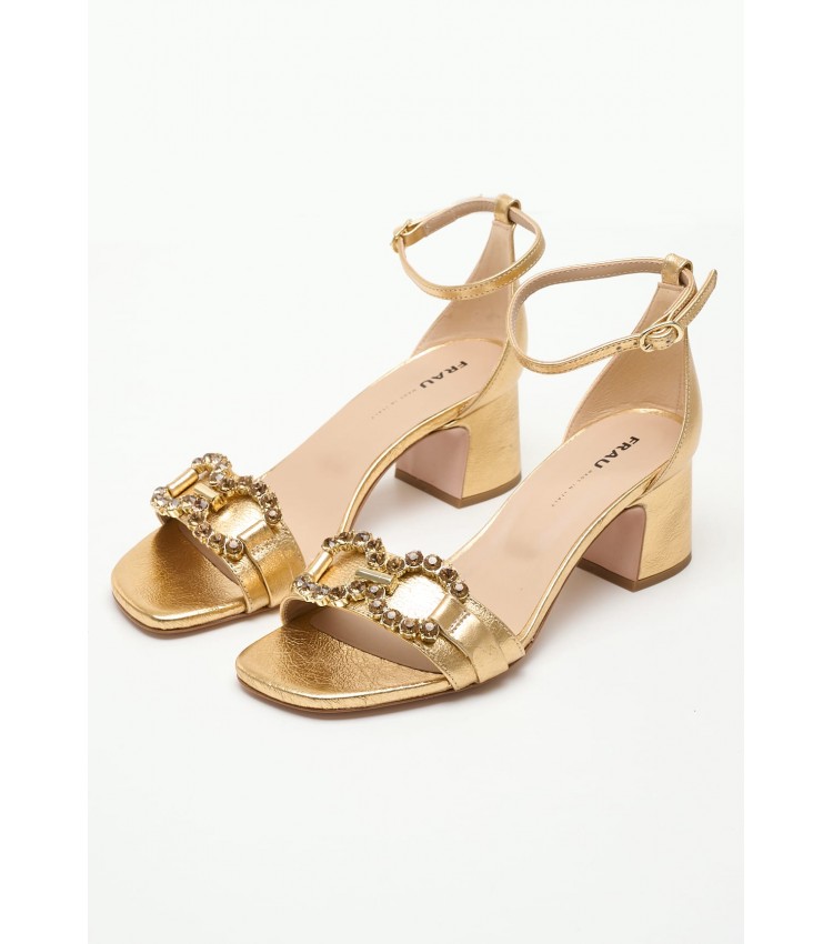 Women Sandals 93V1 Gold Leather Frau