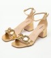 Women Sandals 93V1 Gold Leather Frau