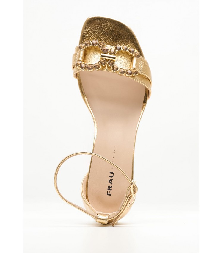 Women Sandals 93V1 Gold Leather Frau