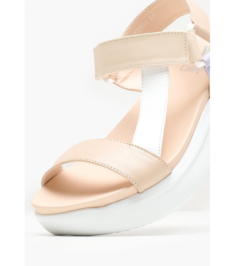 Women Platforms Low 29908 Beige Leather Callaghan