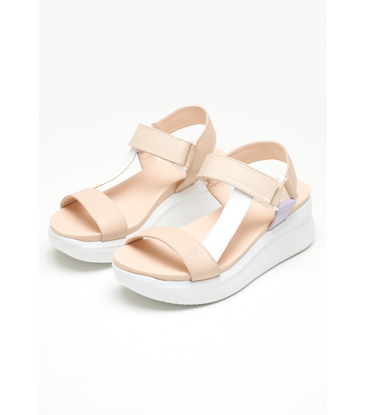 Women Platforms Low 29908 Beige Leather Callaghan