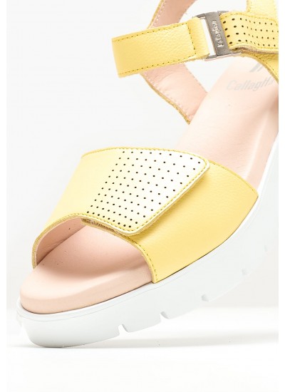 Women Platforms Low 32002 Yellow Leather Callaghan