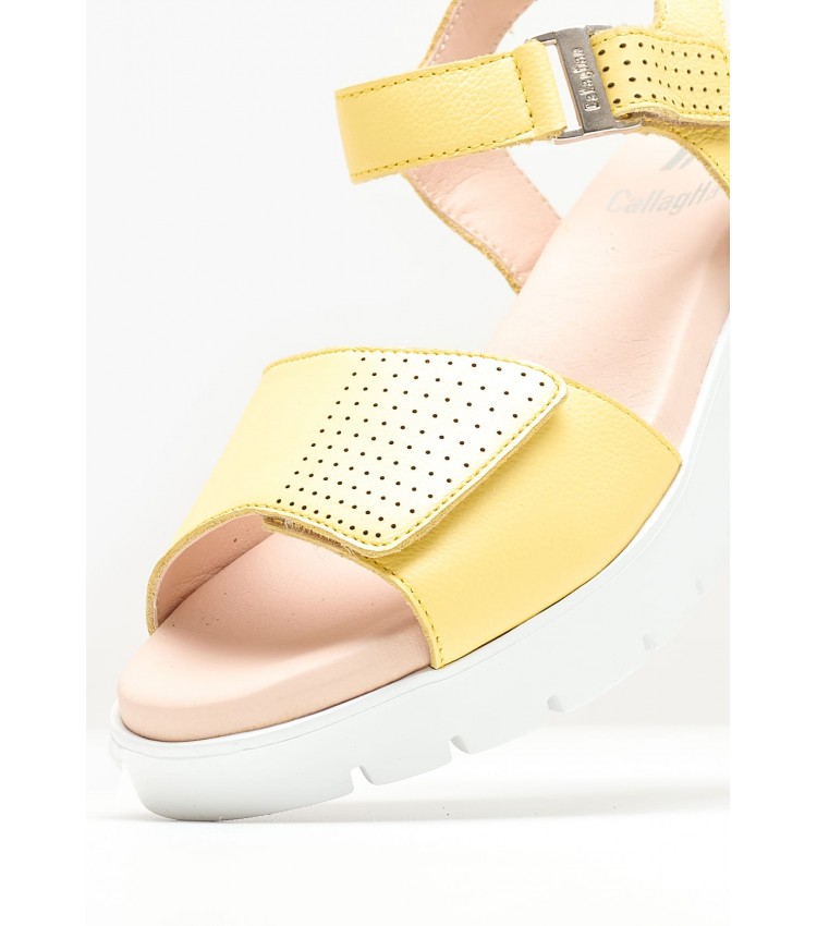 Women Platforms Low 32002 Yellow Leather Callaghan