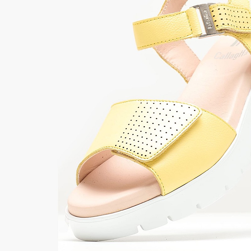 Women Platforms Low 32002 Yellow Leather Callaghan