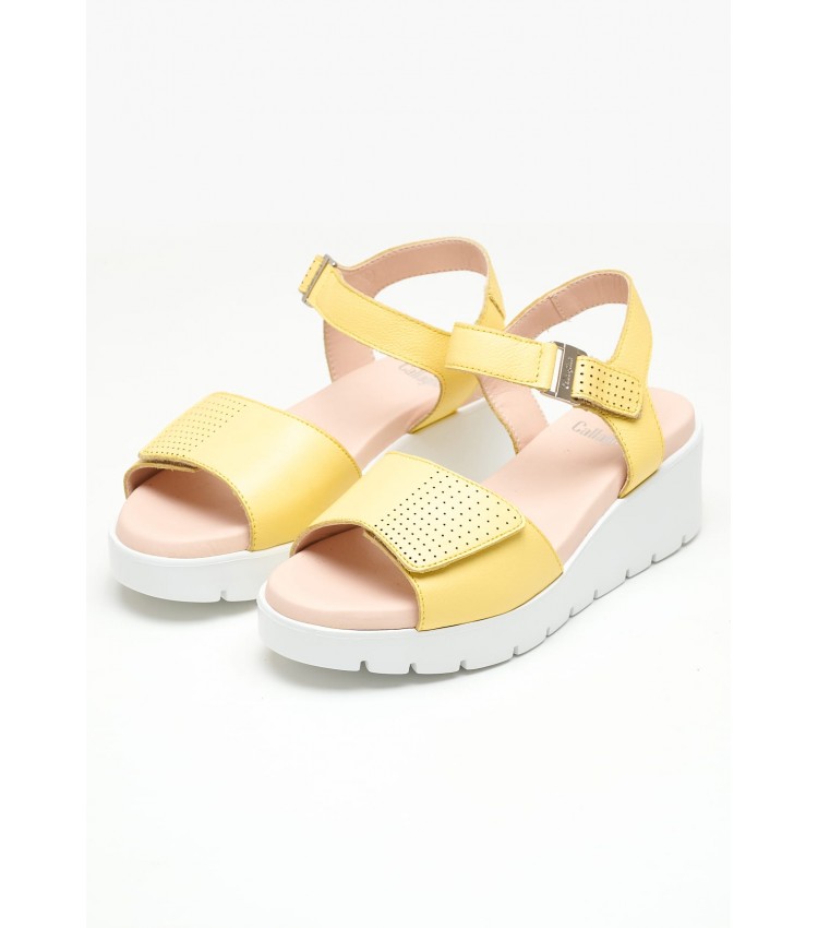 Women Platforms Low 32002 Yellow Leather Callaghan