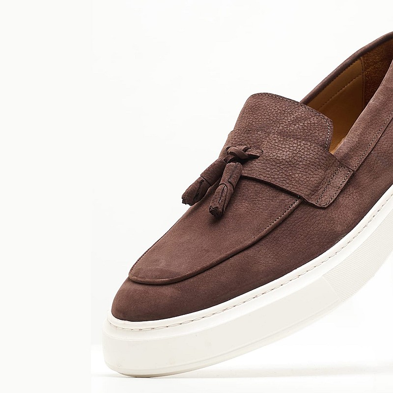 Men Moccasins 3786 Brown Nubuck Leather Philippe Lang