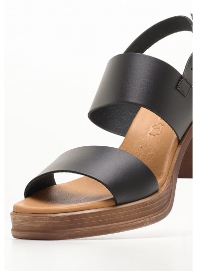 Women Sandals 3619 Black Leather Eva Frutos