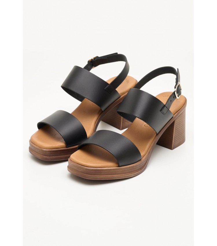 Women Sandals 3619 Black Leather Eva Frutos