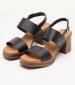 Women Sandals 3619 Black Leather Eva Frutos