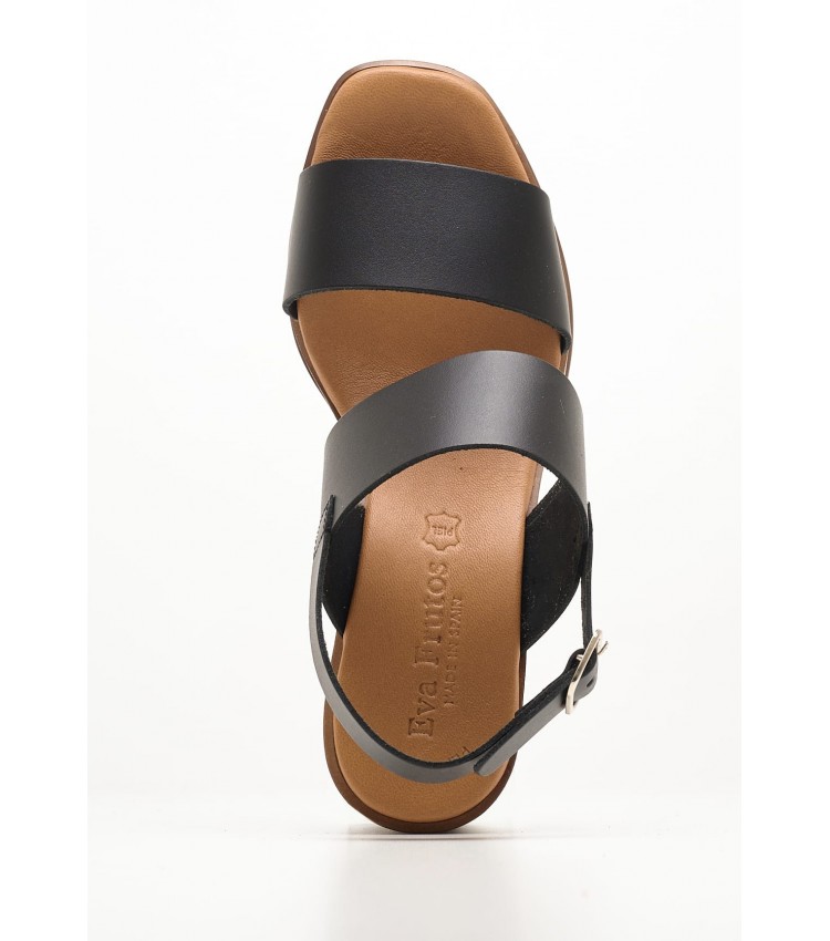 Women Sandals 3619 Black Leather Eva Frutos