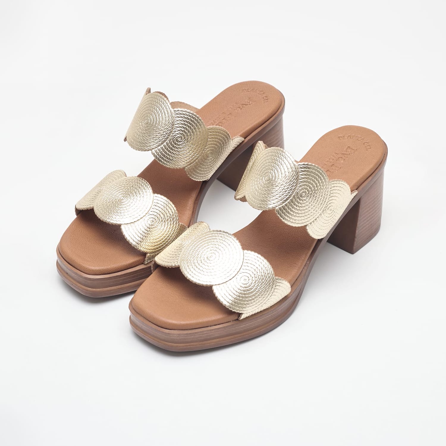 Γυναικεία Mules 3671 Χρυσό Δέρμα Eva Frutos